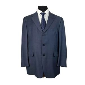 Daniel Cremieux Loro Piana Blue Birdseye 3 Button Blazer Sport Coat Mens 46L‎